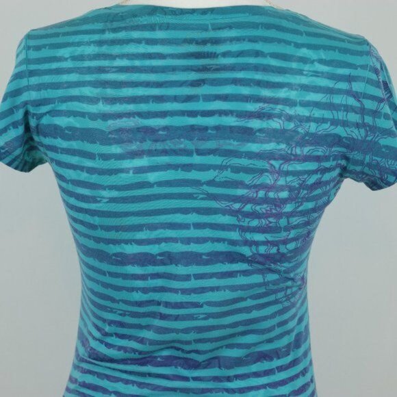 The North Face Women's Small Blue Purple Scoop Neck Burnout Short Sleeve Tee - Picture 4 of 8